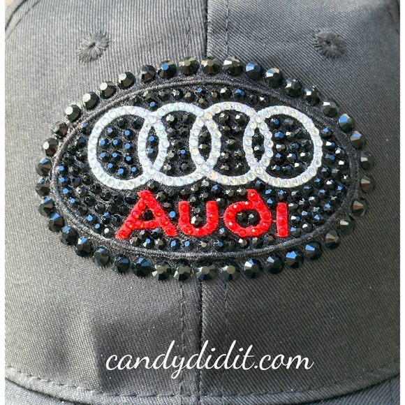 NWT Candy Did It! Handmade Black Audi Bling Logo Black Ball Cap - Picture 4 of 11